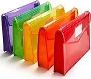 Plastic File Folder Poly Envelope Expanding File Wallet Document Folder with Snap Button Closure and Label Bag, Legal Size, 5 Large Waterproof Accordion File Bags (5 Colors)