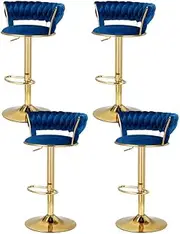 [Artiss] 4X Bar Stools Kitchen Dining Chairs Gas Lift Stool Velvet Woven Padded