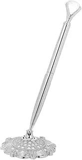 BCOATH Elegant Metal Pen Stand Signature Pen for Wedding Hotel Counter Office Desk Rhinestones Luxury Writing Tool