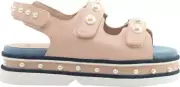 Clone Womens Diamond Nappa Leather Platform Stud Pearl Sandals 36 M