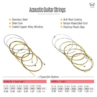 Alice A406系列民謠吉他套弦 6根/套 膠袋包裝 超輕型（A406-SL）