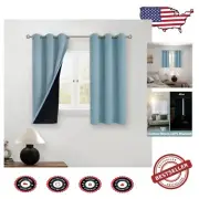 Thermal Insulated Blackout Curtains - 54" L x 42" W, Greyish Blue Finish
