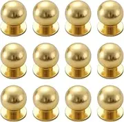 Ymaiss 12 Packs Brushed Gold Cabinet Knobs Round Kitchen Dresser Knobs Drawer Pull Handles Single Hole Knobs Hardware for Drawer Dresser Cupboard Wardrobe