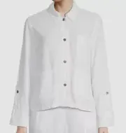$178 Nic + Zoe Women's White Rumba Linen-Blend Long Sleeve Shirt Jacket Size S
