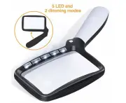 Foldable Reading Magnifier Large 5 LED Magnifier with Light 2-fold Handheld Magnifier Modes Dimmable Magnifying Glass for Seniors Reading