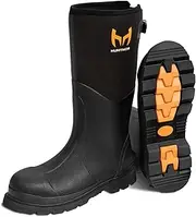 [Hunthor] Rubber Work Boots, Steel Toe Rubber Boots for Men, Waterproof 6mm Neoprene Rubber Hunting Boots for Farming, Gardening, Fishing, Outdoor Work