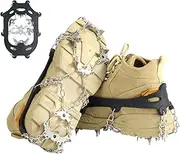 [Generic] Ice Cleats for Shoes and Boots | 19 Stainless Steel Spikes Snow Boot Covers Hiking Spikes,Snow and Ice Shoe Spikes for Ice Fishing, Rock Climbing, Snow Games, Teenagers, Adults