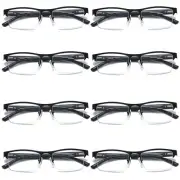 8 PK Mens Spring Hinge Blue Light Blocking Reading Glasses Half Frame Readers
