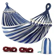 Hammocks Portable Camping Hammock Upgraded 550lb Comfortable Fabric Blue White