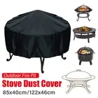 210D Outdoor Round Fire Pit Cover Garden BBQ Grill Bucket Pritector Waterproof