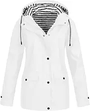 [lcyhony] Women's Rain Coats Winter Plus Size Lightweight Waterproof Rain Jackets with Hood Trendy Warm Comfy Hiking Outerwear
