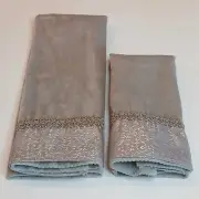 Martex Royal Legacy Set Of 2 Hand And Fingertip Guest Towels Pewter Embellished