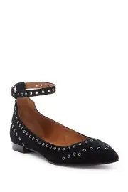 NIB $258 Frye Sienna Grommet Ankle Strap Flat in Black - Size 6.5!