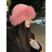 Plain Fluffy Hat Pink - One Size