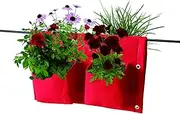 VegTrug Balcony Felt 4 Pocket Red x3 Rail Planter