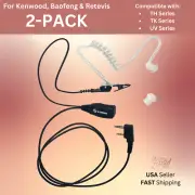 2x Walkie Talkie Police Security Earpiece for Baofeng Retevis 2-Pin UV-8R RT-5R