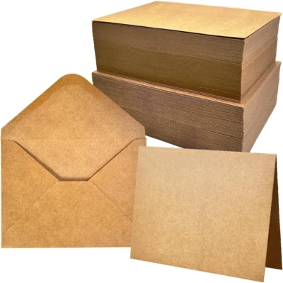 100 Pack Blank Cards with Envelopes 4X6 Bulk Kraft Paper Greeting Cards