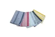 Hotel Living Checkered Set of 5 Cotton Tea Towels | Classic Tea Towel Set