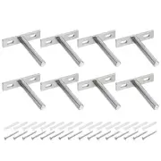 8Pcs 3 Inch Wall Mounting Floating Shelf Bracket Blind Shelf Support, Silver