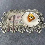 2Pcs Universal Lace Mesh Placemat Retro Flower Texture Placemat Christmas