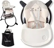 CuddoBaby Foldable High Chair, Portable with Storage Bag, One-Piece Base, No Assembly Needed, 5-Point Harness, Adjustable Tray, Waterproof PU, Purrfect Highchair for Babies & Toddlers- Me