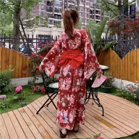 在飛比找蝦皮商城精選優惠-日系日式甜美可愛復古中長款綁帶改良和服女振袖學生洋裝禮服潮