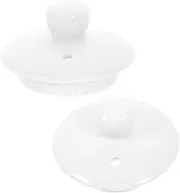 Mobestech 2pcs Ceramic Teapot Lid with Double Design and Tray Protective Covers for Loose Leaf Tea Easy to Use and Clean for Home Tea Lovers