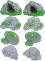 HIAKDOFT 8pcs Realistic Simulated Moss Rocks Micro Landscape Decorations Miniature Garden Ornaments for Office Decor