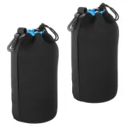2Pcs 3.9" IDx9.8" H Camera Lens Bag with Thick Protective Neoprene Black Blue
