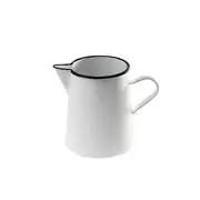 Urban Style Enamelware 1L Pitcher Jug Water Container w/ Black Rim Premium White