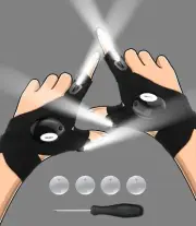LED Flashlight Gloves Gifts for Men - Great for Car Repair, Fishing, Camping
