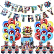 Unbrand Spider-Man and His Surprise Friends Balloon Hanging Flag Cake Power Strip Mask Background Fabric Birthday Party Decoration Set 1