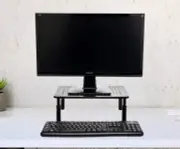Adjustable height Ventilated Metal Platform Monitor Stand Black (2 Pack)