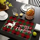 4pcs Lattice Christmas Placemat Non-Slip Insulation Pad Table Mat Dining Table