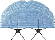 [HUAYUWA] 4 Pack Reusable Mop Cloth Replacement Pads with 2 Pack Black Pentagonal Side Brush Fits for Roborock S7 S7+ S7 MaxV S7 MaxV Plus S7 MaxV Ultra T7S T7S Plus Robot Vacuum Cleaner Accessories