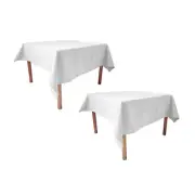 Pack of 2 Square Tablecloth 52 X 52 Inches Washable Reusable White Tablecloth...