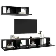 NNEVL TV Cabinets 3 pcs Black Chipboard