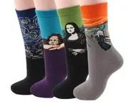 Vintage and Restro Styled Art Patterned Casual Crew Socks