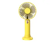 F06 Personal Yellow Handheld Fan Small Makeup Fan Strong Winds Portable Travel Cooler with Detachable Base for Girl Shopping Hiking