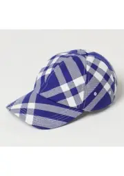 BURBERRY blue & white check nylon & wool baseball cap Size Medium Daniel Lee NWT