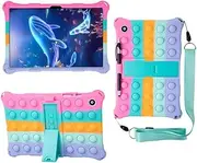 Jarttarn Soft Bubble Kids Case Compatible with Samsung Galaxy Tab A8 10.5 inch (SM-X200/X205) 2022 Silicone Stand Cover with Should Strap and Pen (Color Pink)