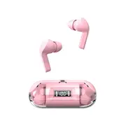 True Wireless Bluetooth Earphones In-ear Transparent Case LED Display Hearing Aid Mini Headphones Earbuds -Pink