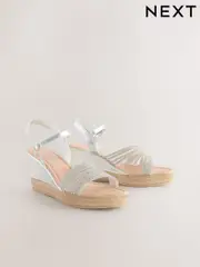 Silver Forever Comfort® Round Toe Asymmetrical Bling Platform Wedges (AV7900) | $92