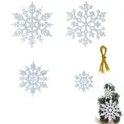 36pcs Plastic Snowflake Hanging Ornaments for Christmas Tree Party Home Decorations-White