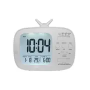 Children and Student LCD Electronic Bedside Light-sensitive Smart Alarm Clock G180 white