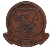 4.5" MARINE CORPS HMLA-467 SABERS ANTIQUE LEATHER PATCH