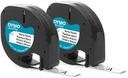 DYMO LT Plastic Labels for LetraTag Label Makers | Black Print on White Labels | 12 mm x 4 m Rolls | 2 Pack