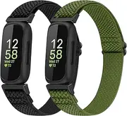 2 Pack - Relting Elastic Bands Compatible with Fitbit Inspire 3/Inspire 2/Inspire/Inspire HR/Ace 2/Ace 3 for Women Man Kids, Soft Nylon Adjustable Sport Wristband