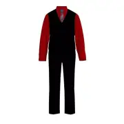Toddler Boy Van Heusen $58 4-Piece Twill Black/Red Suit Size 2 NEW WITH TAGS