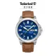 【Timberland】男錶CANFIELD系列 DAY-DATE多功能腕錶 皮帶-藍/棕色46mm(TDWGB0040801)